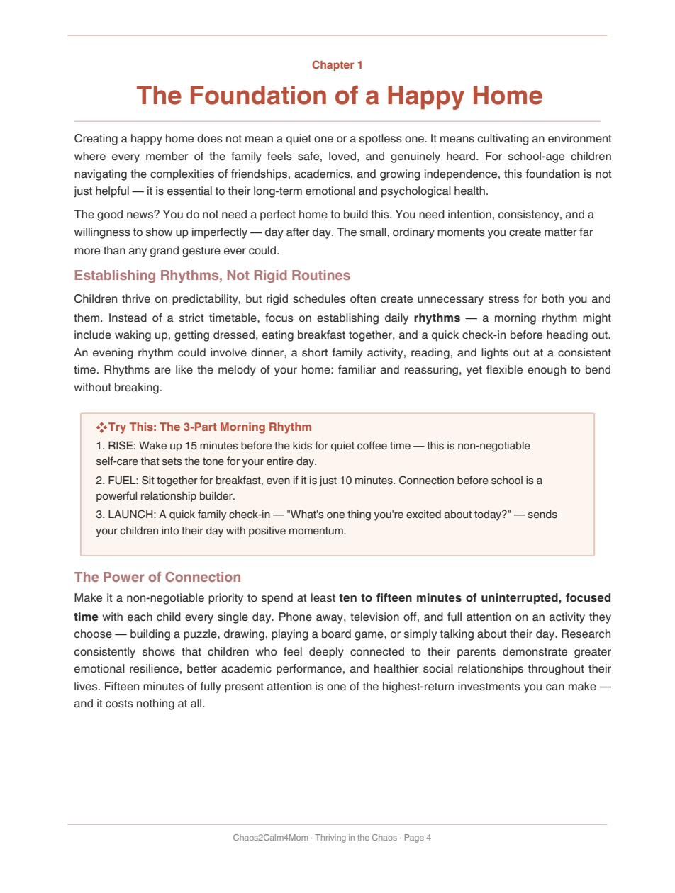 Sample page: Chapter 1, with the 3-Part Morning Rhythm
