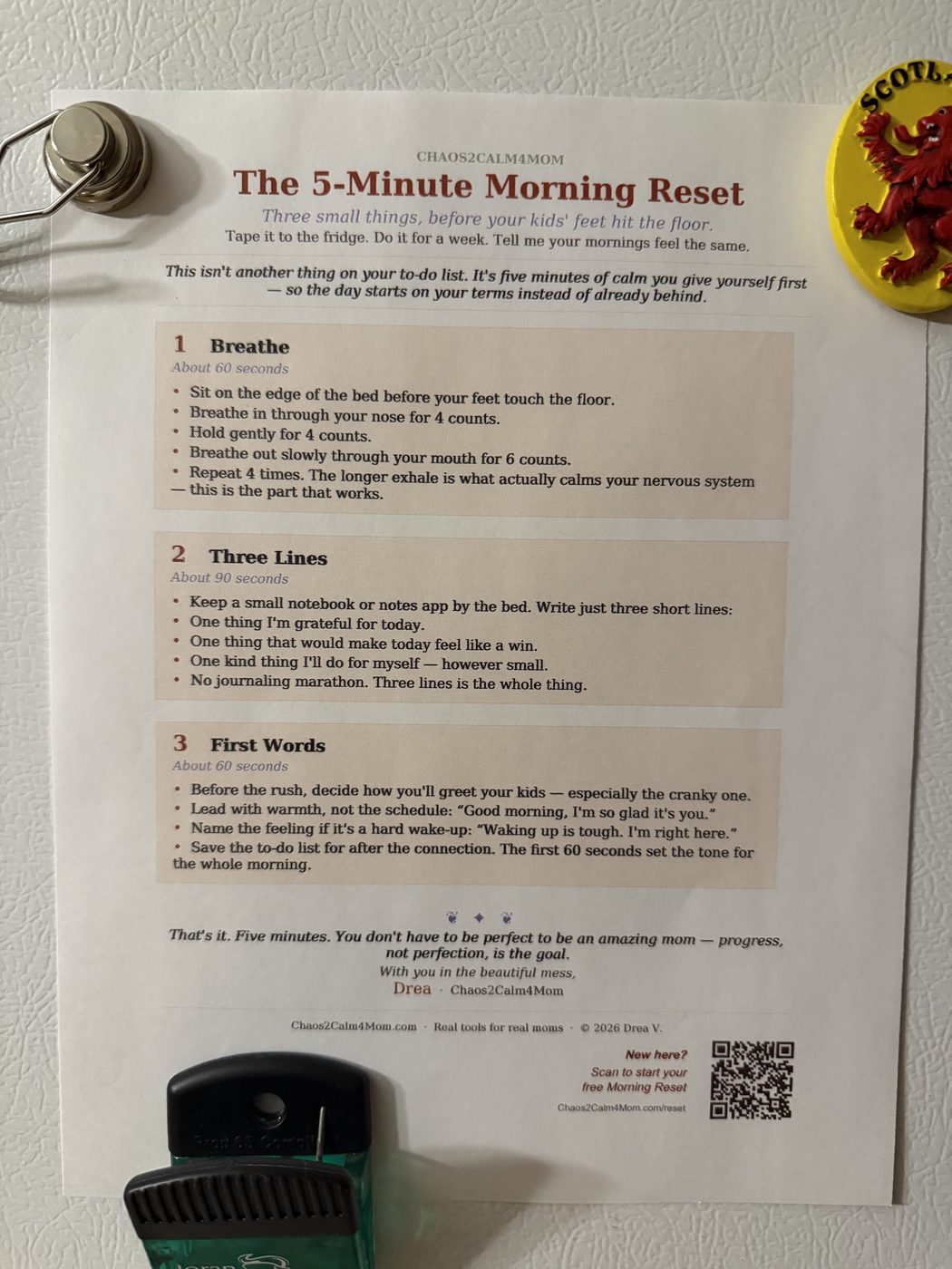 The 5-Minute Morning Reset printable